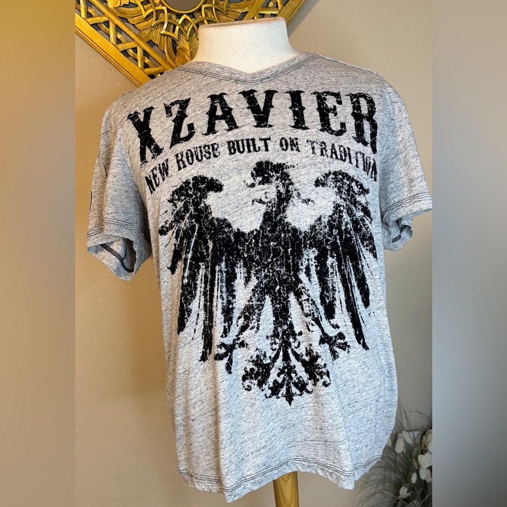 XZAVIER LIMITED Gray and Black Short Sleeve Tees with Vintage Graphics Size XL